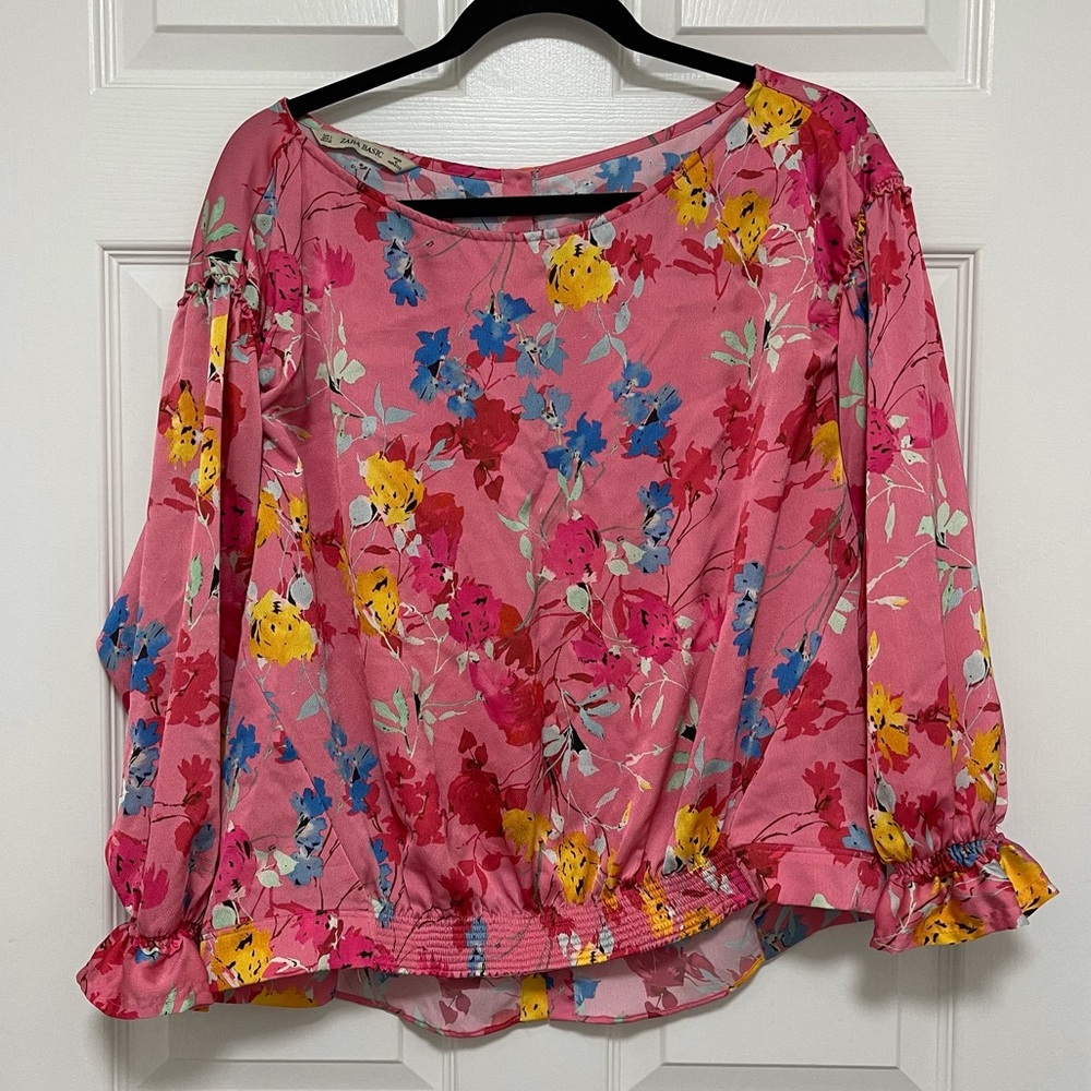 Zara Pink Floral Blouse